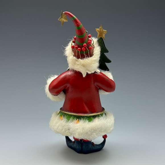 Festive Santa Figurine with Christmas Tree and Candy Cane - Picture 2 of 9
